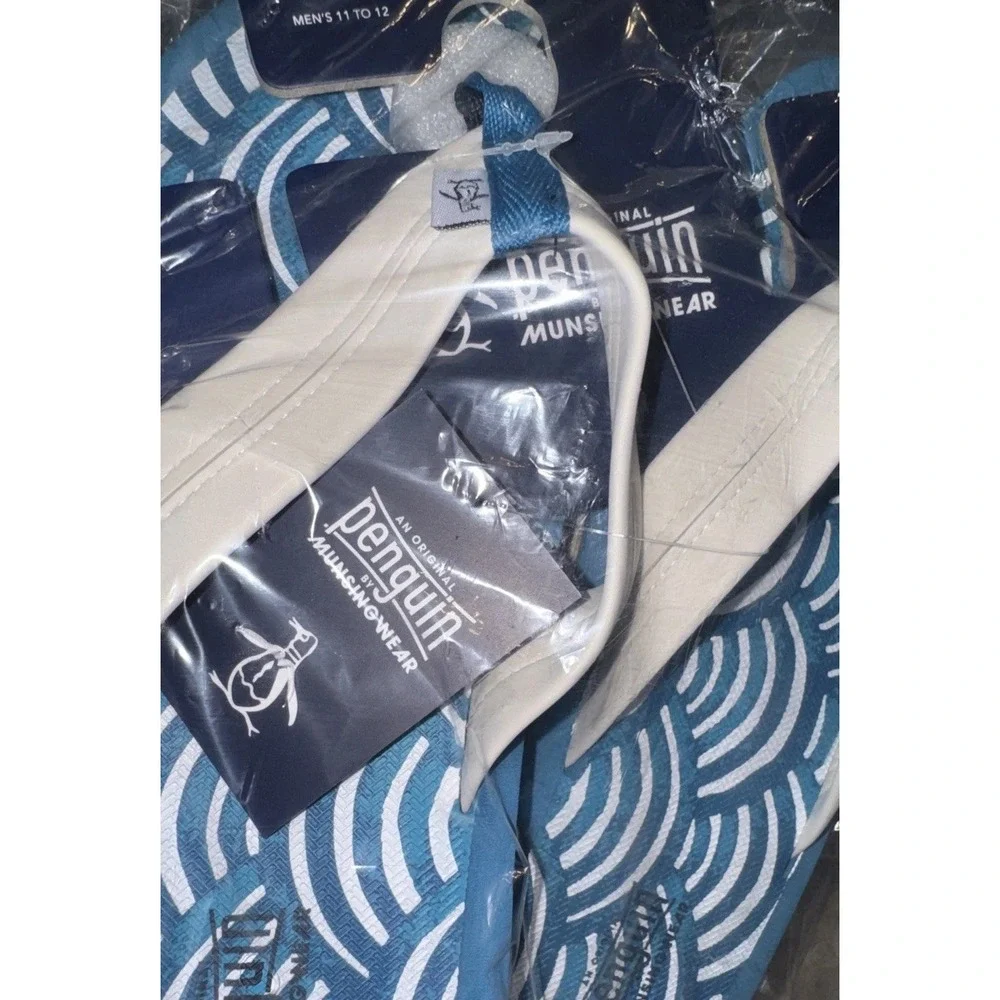 Original Penguin By Munsingwear  Men's Flip Flops Large 11/12 Blue Multi NEW